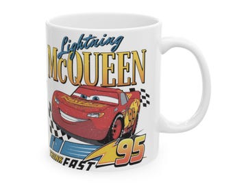 Lightning McQueen Disney Car Ceramic Mug, Gift for Disney Fans, Lightning McQueen Cup, Disney Cars Mug, Kids Mug, Lightning McQueen Gift