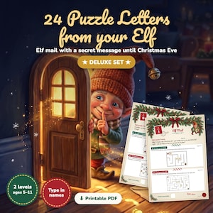 Elf Letters Advent Puzzle Deluxe | Kids Advent Calendar Printable | Christmas Countdown | Elf Door Printables, Envelope & Certificate