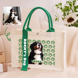 Personalized Bag with Pet Portrait, Personalized Dog Tote Bag, Dog outgoing Tote Bag, Custom Pet Photo Bag, Gift Bag with Name, Dog Mom Gift