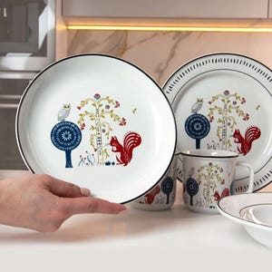 Bright Pattern Ceramic Dessert Plate 21.5 cm – High-Quality Colorful Ceramic, Microwave & Dishwasher Safe, Ideal for Cakes, Snacks, Gift set