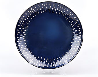 Ceramic Dinner Plate &quot;Galaxy&quot; 26.5 cm – Handcrafted Blue Glazed Tableware – Unique Sky-Inspired Pottery – Dishwasher & Microwave Safe