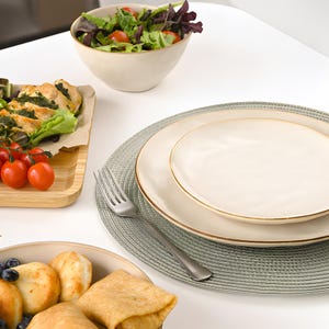 Ceramic Dinner Plate &quot;Elegance&quot; 28 cm – Handcrafted Ivory Glazed Tableware – Minimalist & Durable – Dishwasher Safe Modern Plate