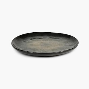 Ceramic Dinner Plate 20cm Black | Handmade Stoneware Round Plate for Serving Meals | Matte Black Tableware | Modern Minimal Kitchen Dish