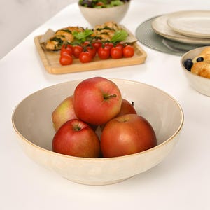 Large Deep Ceramic Bowl 2500 ml – Handmade Glazed Serving Bowl – Rustic Stoneware Salad or Pasta Bowl – Big Kitchen Dish for Sharing Meals