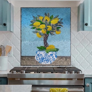 Mosaic kitchen backsplash | Lemon Tree Marble kitchen Tile | backsplashes Tile