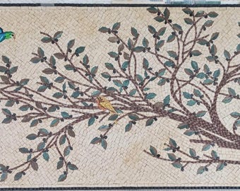 Olive branches Mosaic Tiles – Tile Mural for Stove Backsplash | Decorative Tile