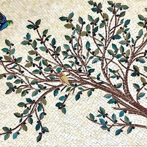 Olive branches Mosaic Tiles – Tile Mural for Stove Backsplash