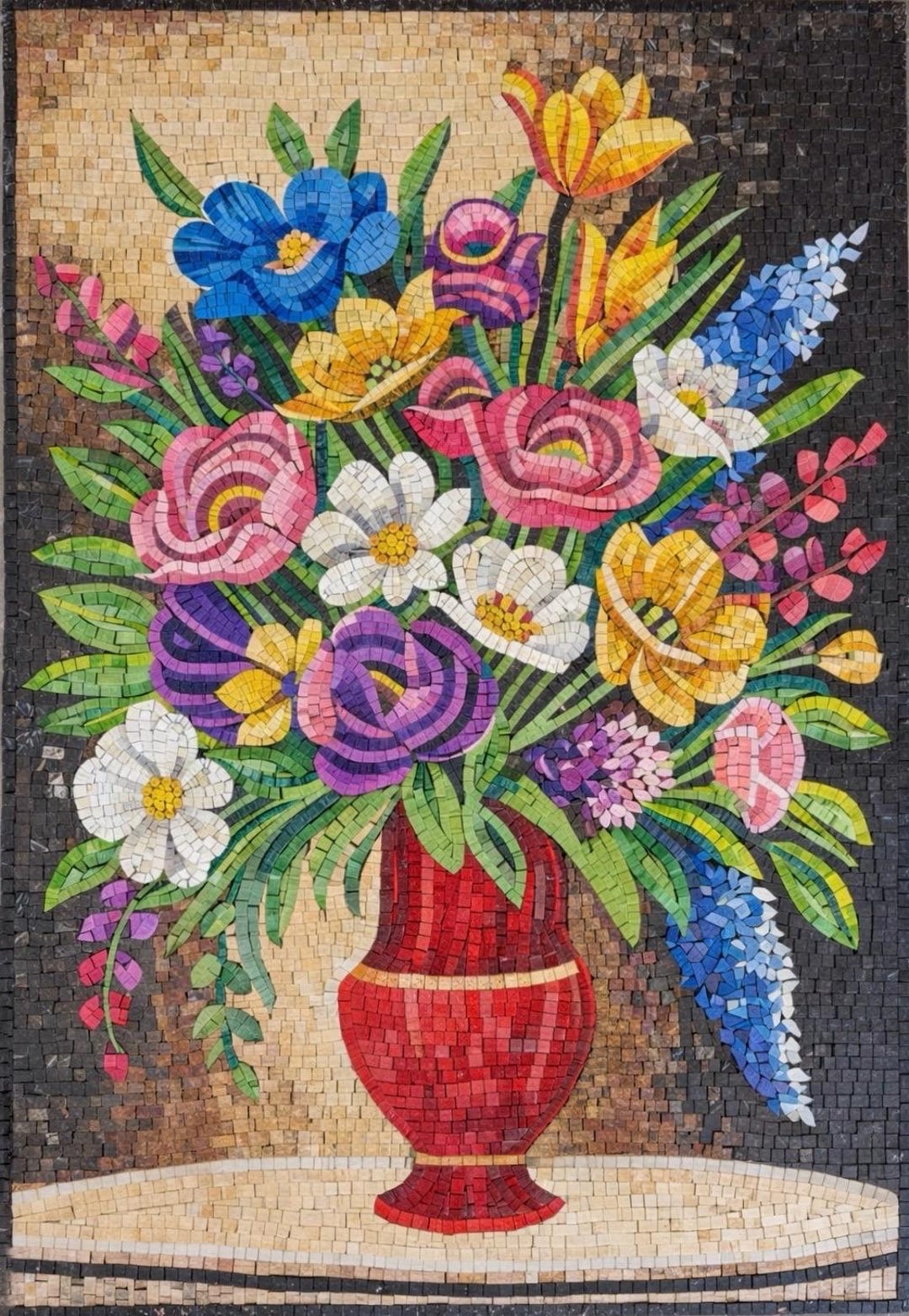 Flower Vase Marble Mosaic Decorative Tiles | Handmade Tile Art | Tile ...