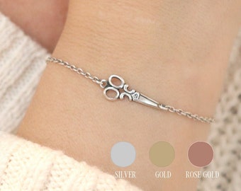 Small Scissor Bracelet, Sterling Silver, Gold, Rose Gold Finishes, Scissor Jewelry, Tiny Scissor Bracelet, Gifts For Her