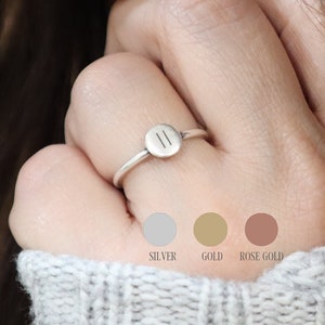 Small Pause Ring, Pause Symbol Ring, Silver, Gold, Rose Gold Finishes, Mental Health Awareness, Yoga Ring