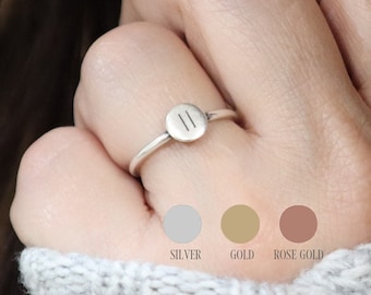 Small Pause Ring, Pause Symbol Ring, Silver, Gold, Rose Gold Finishes, Mental Health Awareness, Yoga Ring