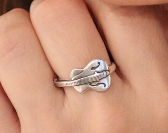 Small Guitar Ring, Sterling Silver, Gold, Rose Gold Finishes, Guitar Jewelry, Unisex Ring, Statement Ring