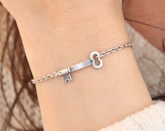 Small Key Bracelet, Key Anklet, Sterling Silver Finish