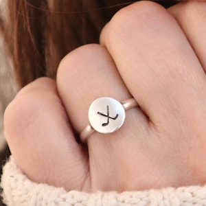 Hockey Ring, Hockey Tag Ring, Ice Hockey Ring, Sterling Silver Finish, 24K Gold Finish, Unisex Ring