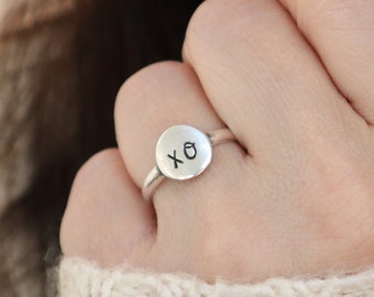XO Ring, Hug and Kiss Ring, I Love You Ring,  Sterling Silver Finish, 24K Gold Finish