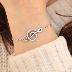Musik Hinweis Armband, Sterling Silber Finish, G Notenschlüssel Armband