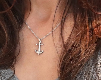 Small Anchor Necklace, Sterling Silver Finish, Anchor Jewelry