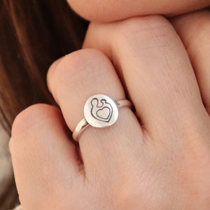 Mother and Child Ring, Mother's Love Ring, Sterling Silver, Gold, Rose Gold Finishes