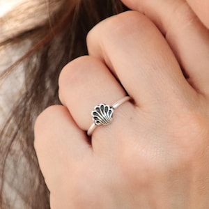 Seashell Ring, Summer Stacking Ring, Sterling Silver Finish, 24K Gold Finish, Band Ring