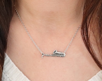 Small Saxophone Necklace, Saxophone Jewelry, Music Necklace, Saxophone Gifts, Sideways Saxophone