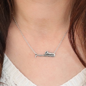 Small Saxophone Necklace, Saxophone Jewelry, Music Necklace, Saxophone Gifts, Sideways Saxophone