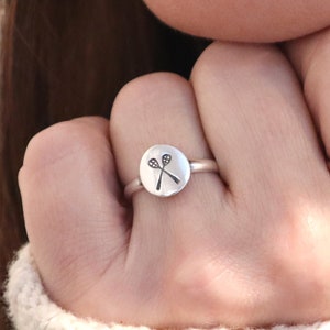 Lacrosse Ring, Sterling Silver Finish, 24K Gold Finish, Lacrosse Jewelry, Unisex Ring,  Sports Ring
