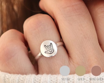 I love you sign shop language ring