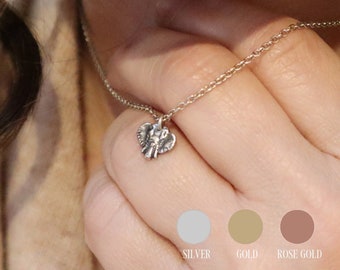 Small Elephant Necklace, Silver, Gold, Rose Gold Finishes
