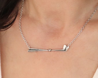 Golf Necklace, Golf Club Necklace, Womans Golf Jewelry, Golf Gifts, Sterling Silver Finish