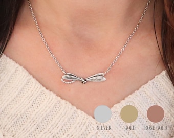 Small Dragonfly Necklace, Dragonfly Jewelry, Sterling Silver, Gold, Rose Gold Finishes, Customizable