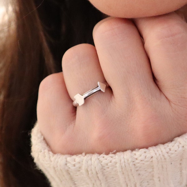 Arrow Ring, Sterling Silver, Gold, Rose Gold Finishes, Unisex Arrow Ring, Band Ring