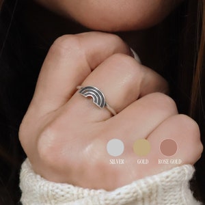 Small Rainbow Ring, Sterling Silver, Gold, Rose Gold Finishes, Rainbow Jewelry, LGBTQ+, Pride Ring