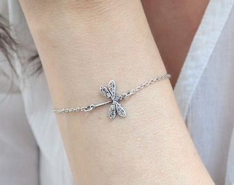 New Dragonfly Bracelet, Sterling Silver Finish Dragonfly Bracelet