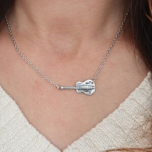 Small Guitar Necklace, Guitar Jewelry, Music Necklace, Guitar Gifts, Sideways Guitar Necklace