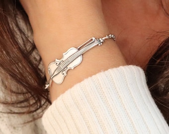 Violin Bracelet, Viola Bracelet, Violin Jewelry, Sterling Silver Finishes, Violin Gifts