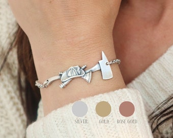 Brandweermanarmband, uniseks brandweermanarmband, sterlingzilver, goud, roségouden afwerkingen - aanpasbaar, brandweermancadeaus