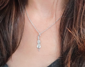Little Cello Necklace, Sterling Silver Finish, Cello Jewelry, Cello Gifts, Small Cello Necklace