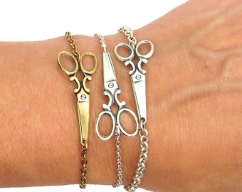 Scissor Bracelet, Medium Scissor Bracelet, Sterling Silver Finish Scissor Bracelet- Medium Scissor