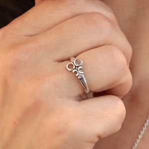 Small Scissor Ring, Scissor Stacking Ring, Silver, Gold, Rose Gold, Midi Rings, Scissor Jewelry