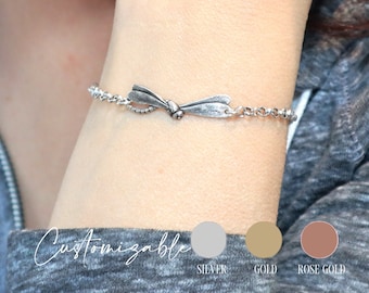 Small Dragonfly Bracelet or Dragonfly Anklet, Dragonfly Jewelry, Sterling Silver and Brass Finishes