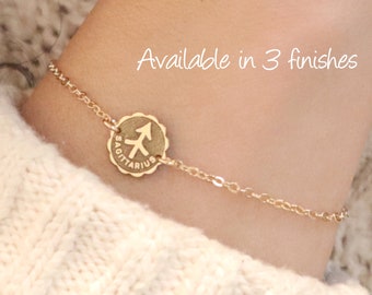 Zodiac Bracelet, Sterling Silver Finish, 24K Gold Finish, Zodiac Jewelry Series