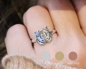 Coast Guard Ring, Sterling Silver Finish, Gold, Rose Gold Finish, Unisex Ring