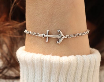 Small Anchor Bracelet, Sterling Silver Finish, Anchor Jewelry