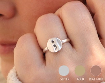Semicolon Ring, Silver, Gold, Rose Gold Finishes, Semicolon Jewelry, Unisex Ring,  Punctuation Ring, Survivor Jewelry, Round Semicolon Ring
