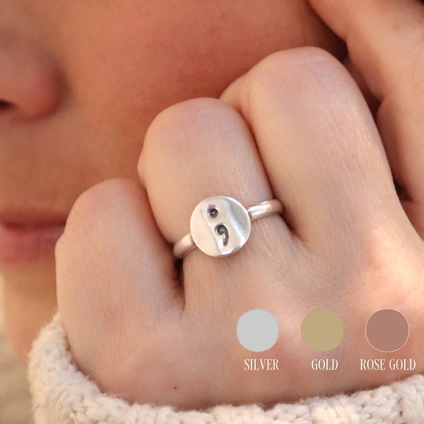 Semicolon Ring, Silver, Gold, Rose Gold Finishes, Semicolon Jewelry, Unisex Ring,  Punctuation Ring, Survivor Jewelry, Round Semicolon Ring