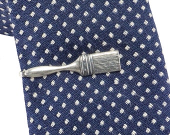 Paint Brush Tie Bar, Sterling Silver Finish, Paint Brush Tie Clip, Painting Gifts For Men