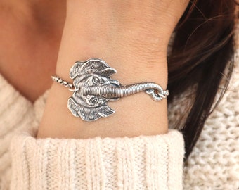 Elephant Bracelet, Elephant Jewelry, Sterling Silver Finish, Gifts For Her