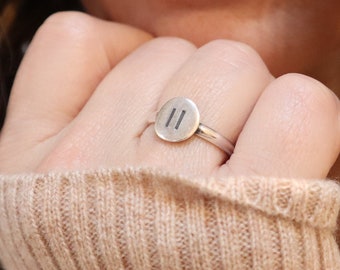Pause Ring, Pause Symbol Ring, Silver, Gold, Rose Gold Finishes, Mental Health Awareness, Yoga Ring