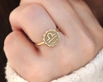 Zodiac Ring, Sterling Silver, Gold, Rose Gold Finishes, Zodiac Jewelry Series