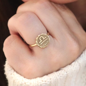 Zodiac Ring, Sterling Silver, Gold, Rose Gold Finishes, Zodiac Jewelry Series